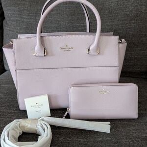 kate spade Pebbled Leather Tote & Wallet in Light Purple